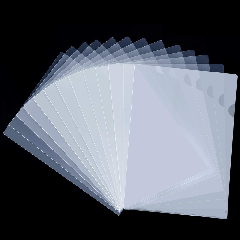 48 Pack Plastic Clear Document Folders - L-Type Folders Copy Safe Project Poc...