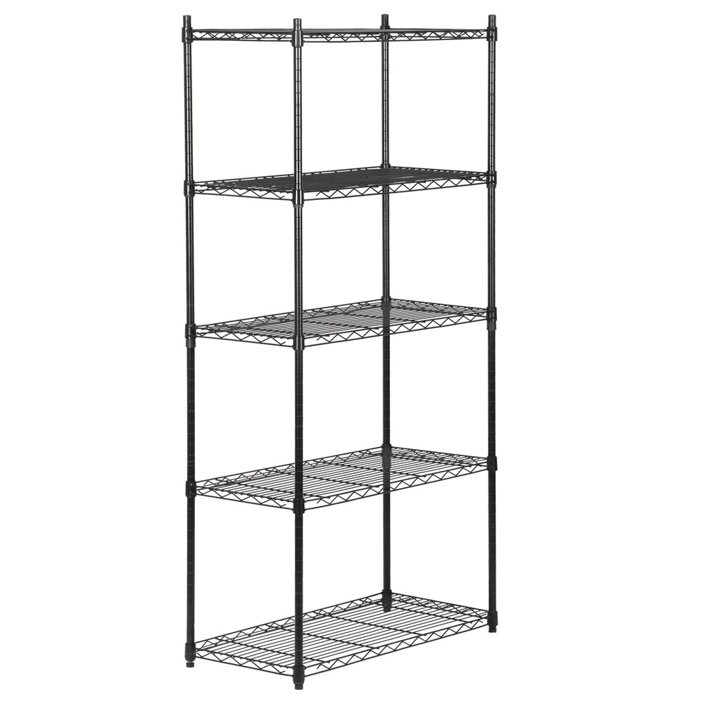 5 Layer Unit Wire Rack Storage Shelf Black Holder Kitchen Display Office Black