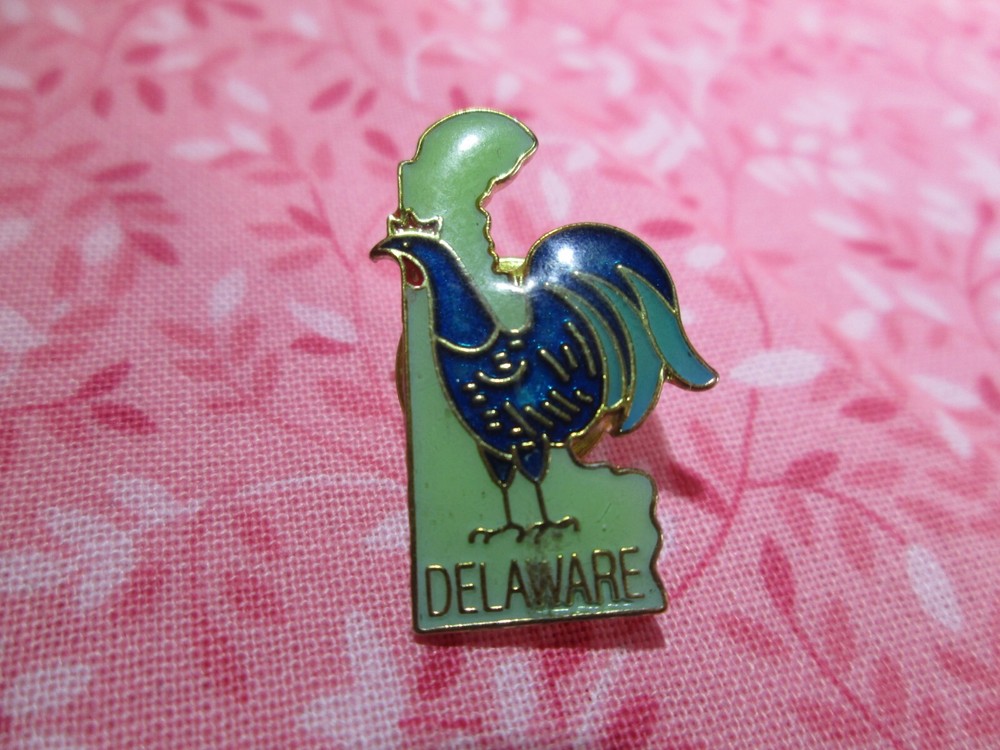 Delaware Souvenir Lapel Hat Pin - Rooster - State-Shaped - (A) 4E