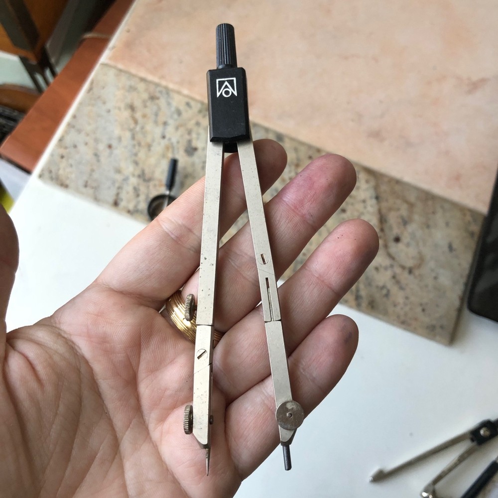 Set of 4 Vintage Drafting Tools - Compasses & Ruling Pen