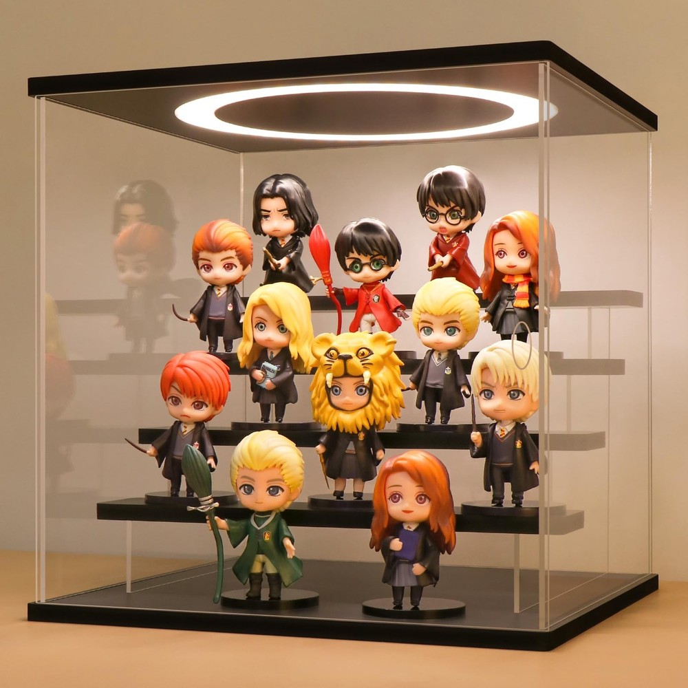 Acrylic Display Case with Adjustable LED Lights 5 Tier Clear Display Box for ...