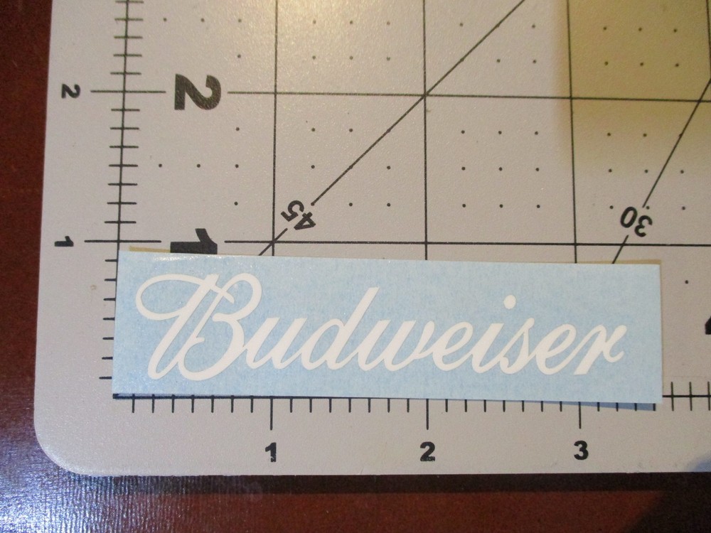 BUDWEISER Classic White Script Banner Logo STICKER decal craft beer brewing J
