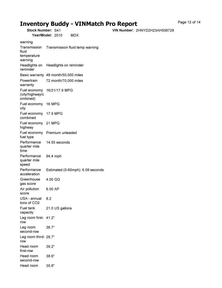 MDX 2010 Transmission Shift 1113660