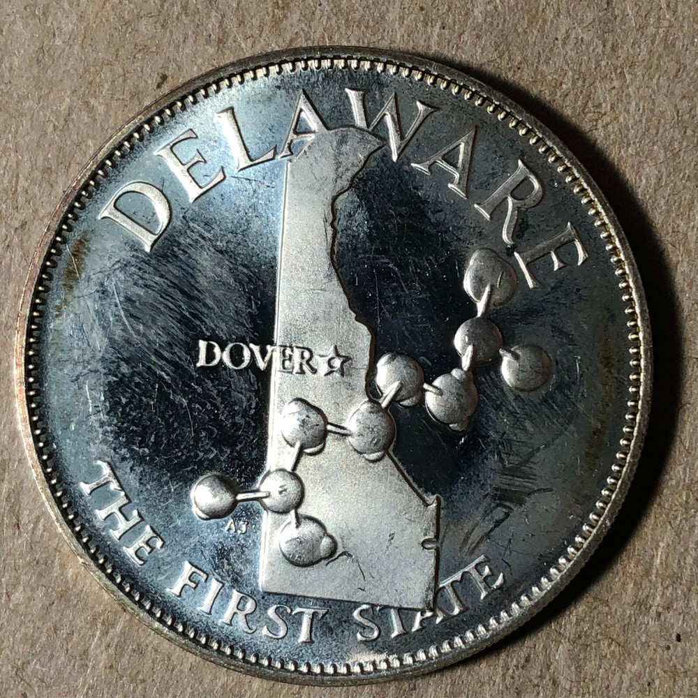 Franklin Mint Delaware The First State .45 oz Sterling Silver Round