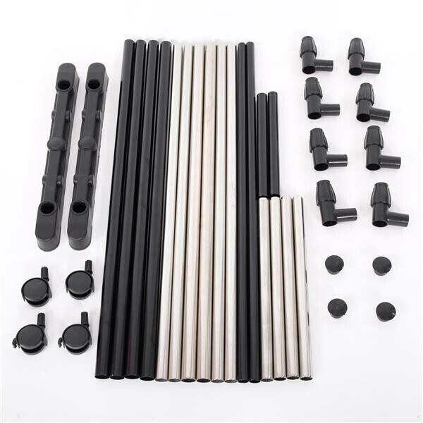 Dual-bar Vertical & Horizontal Stretching Stand Clothes Rack with Shoe Shelf