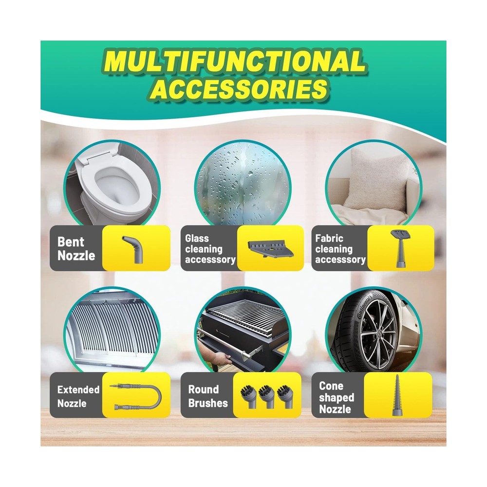 Multi-Surface Handheld Pressurized Steam Cleaner with 13 PCS Accessory ，P