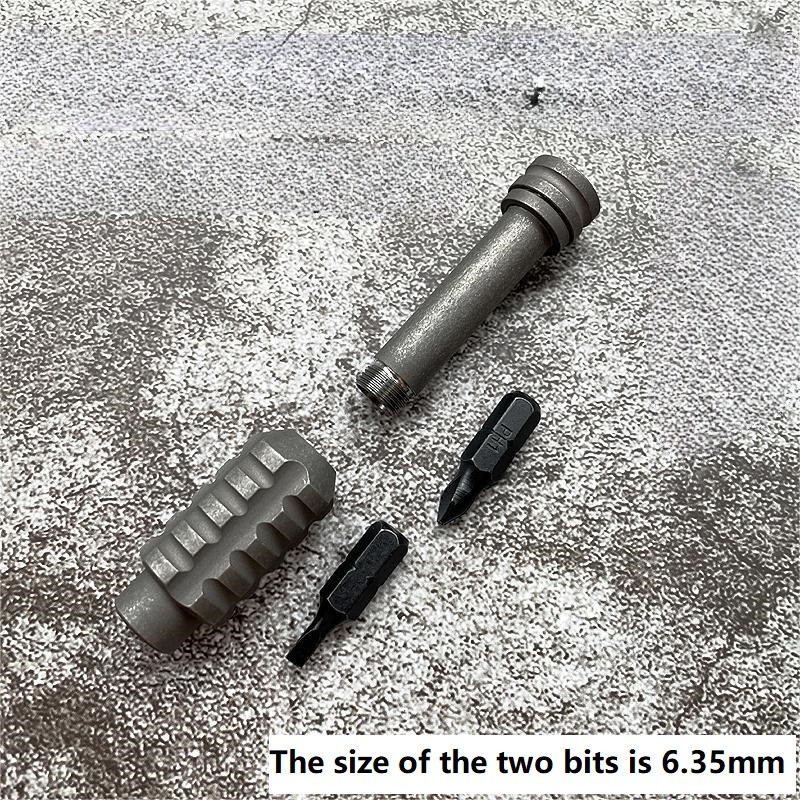 Titanium Pocket Screwdriver Portable EDC Multi Tools Phillips Flat Bit Riding