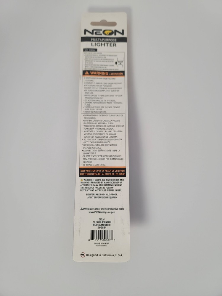 NEON Multi-Purpose Refillable Plastic Lighter Black Green