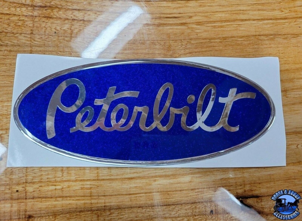 oem  blue/chrome replacement Peterbilt decal emblem genuine size & fit stick