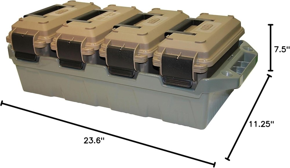 AMMO CRATE 4-Can Utility Box Stackable All-Caliber Case Bulk Ammunition Storage