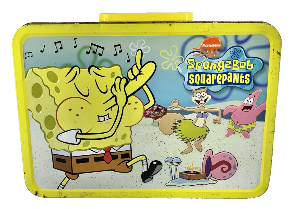 Nickelodeon SpongeBob Squarepants Embossed Tin Lunch Box Patrick 2002 Vintage