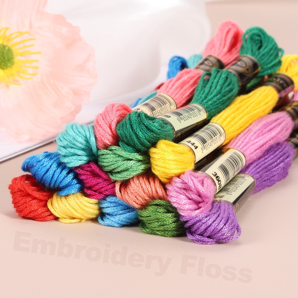 14 Skeins Embroidery Floss, Polyester Threads Multicolored Orange