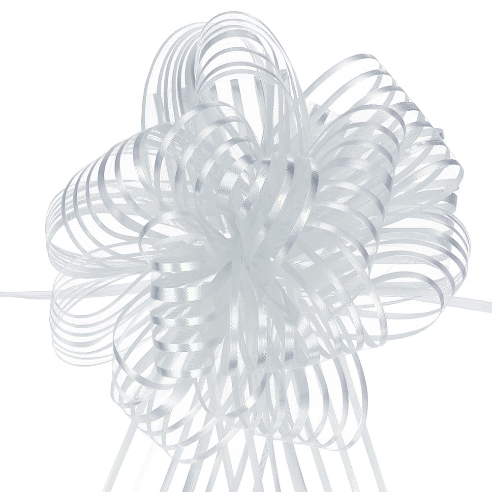 5Pack 8" Organza Large Pull Gift Wrapping Bows Ribbon Chiffon Yarn Silver