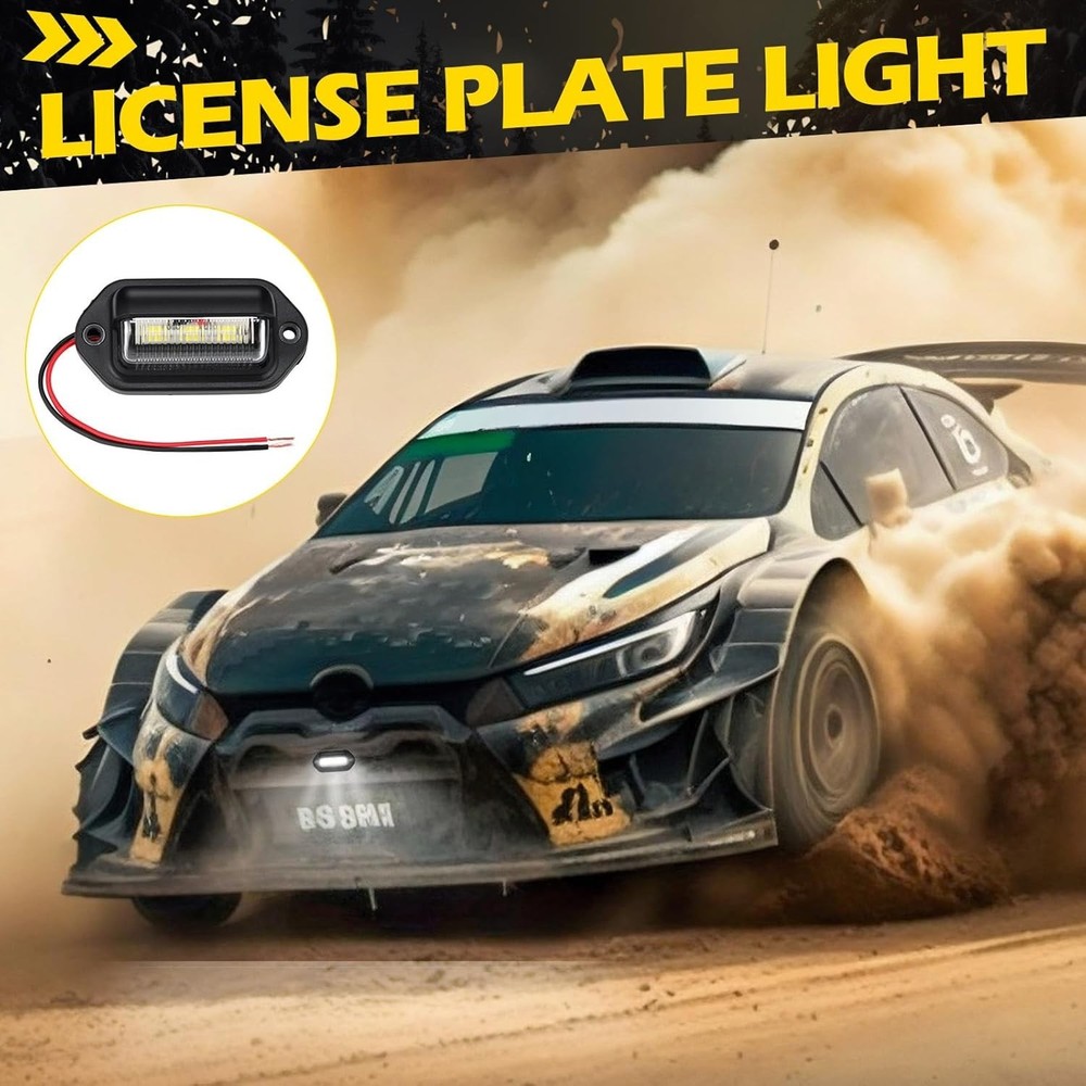 6 LED Waterproof License Plate Light - 2 Pack Durable Tail Light for Vehicles