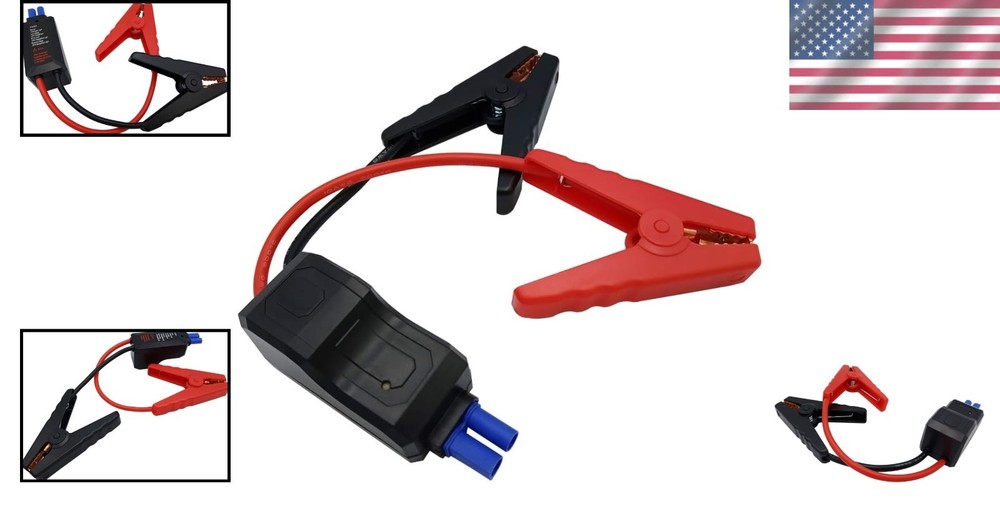 Replacement 12V Car Jump Starter Cable with Smart Clamps for EC-5 Interface
