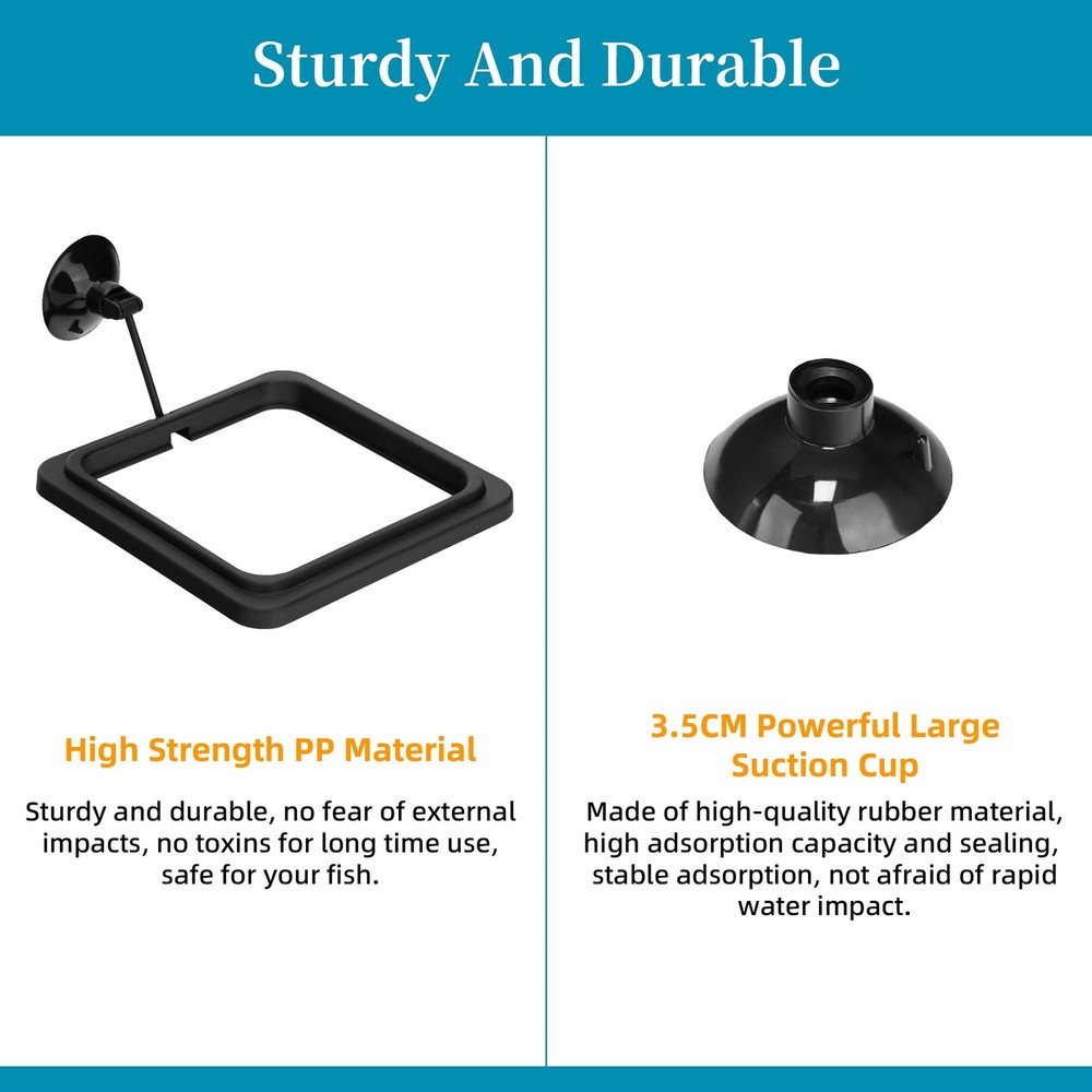 DaToo Fish Feeding Ring Aquarium Square Floating Food Feeder Circle black