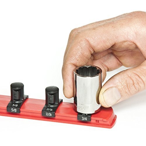 Ernst 8411M 8 Magnetic Socket Organizer with 9 Socket Clips - Red - 3/8