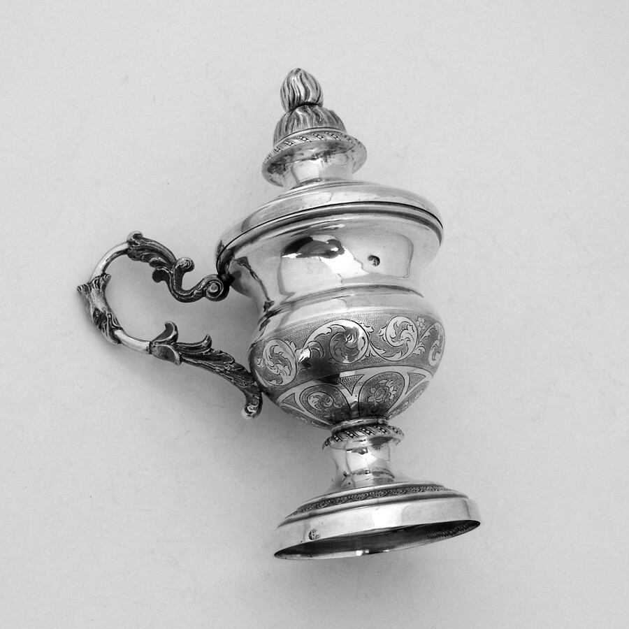 Covered Footed Cup Eagle Head Handle Italian Silver 19th Century