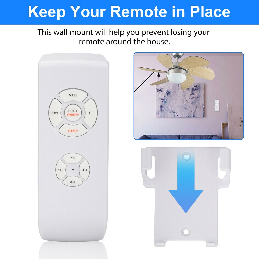 Ceiling Fan Remote Control Kit w/ Timer 3 Speed & Light Switch for Existing Fans