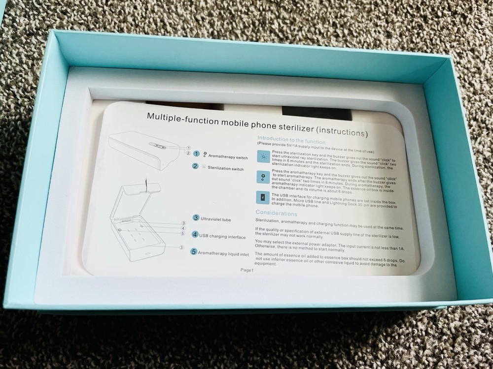 Multi-Function UV Sterilizer Aromatherapy Diffuser White Micro-USB for Phones