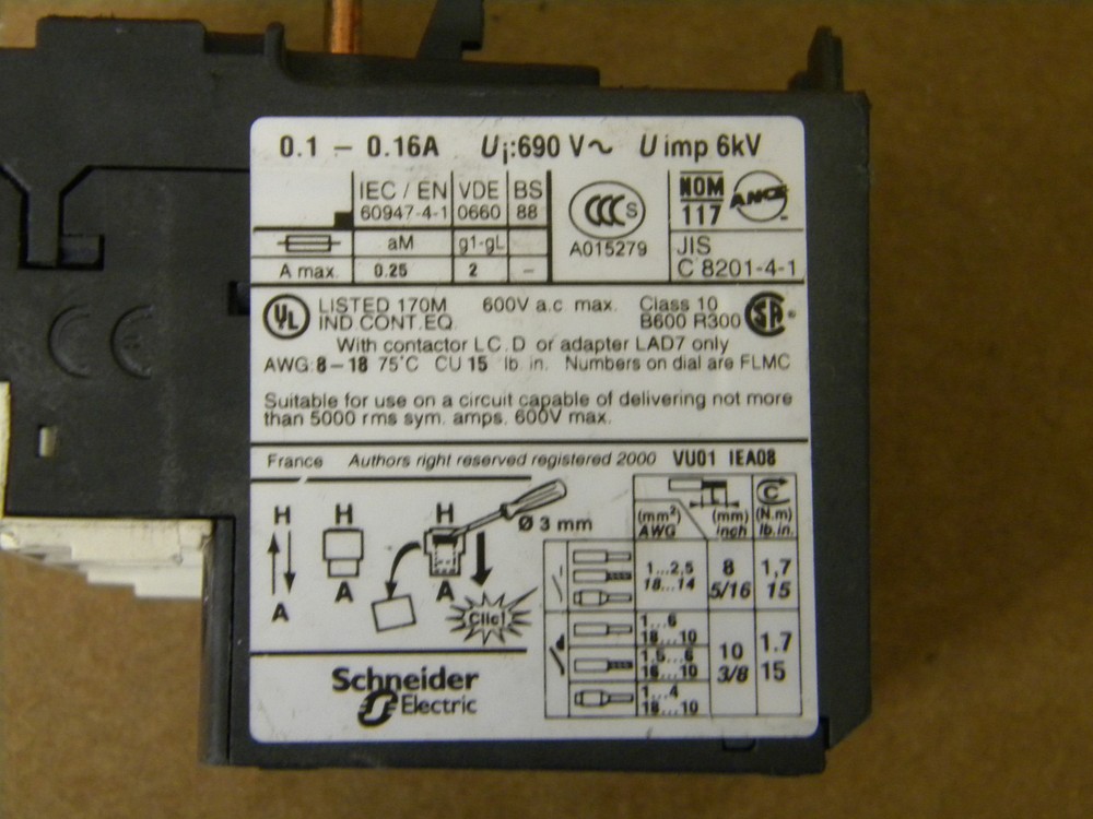 TELEMECANIQUE LRD01 OVERLOAD RELAY