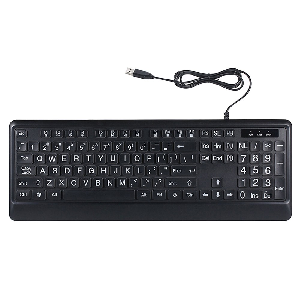 USB Interface Large Print Backlit Wired Keyboard USB Wired Lighted Keyboard Q4N8