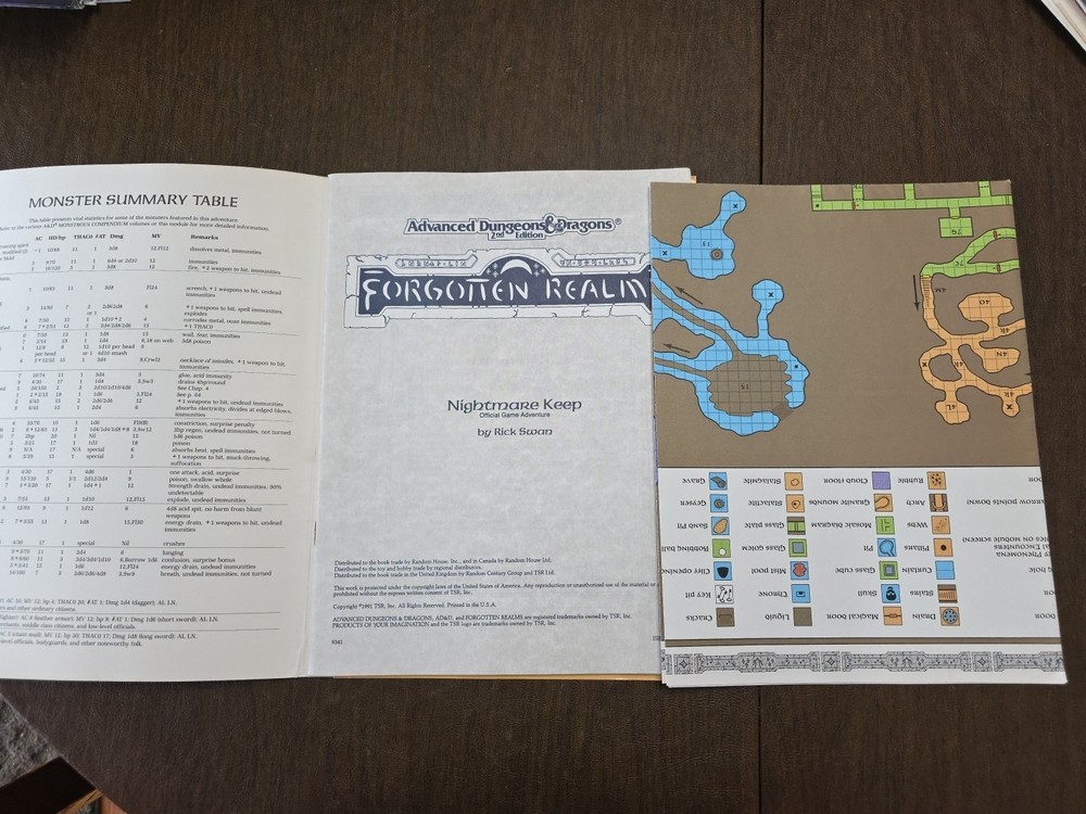 Advanced Dungeons & Dragons 2nd Edition Nightmare Keep + Map TSR FA2 9341 AD&D