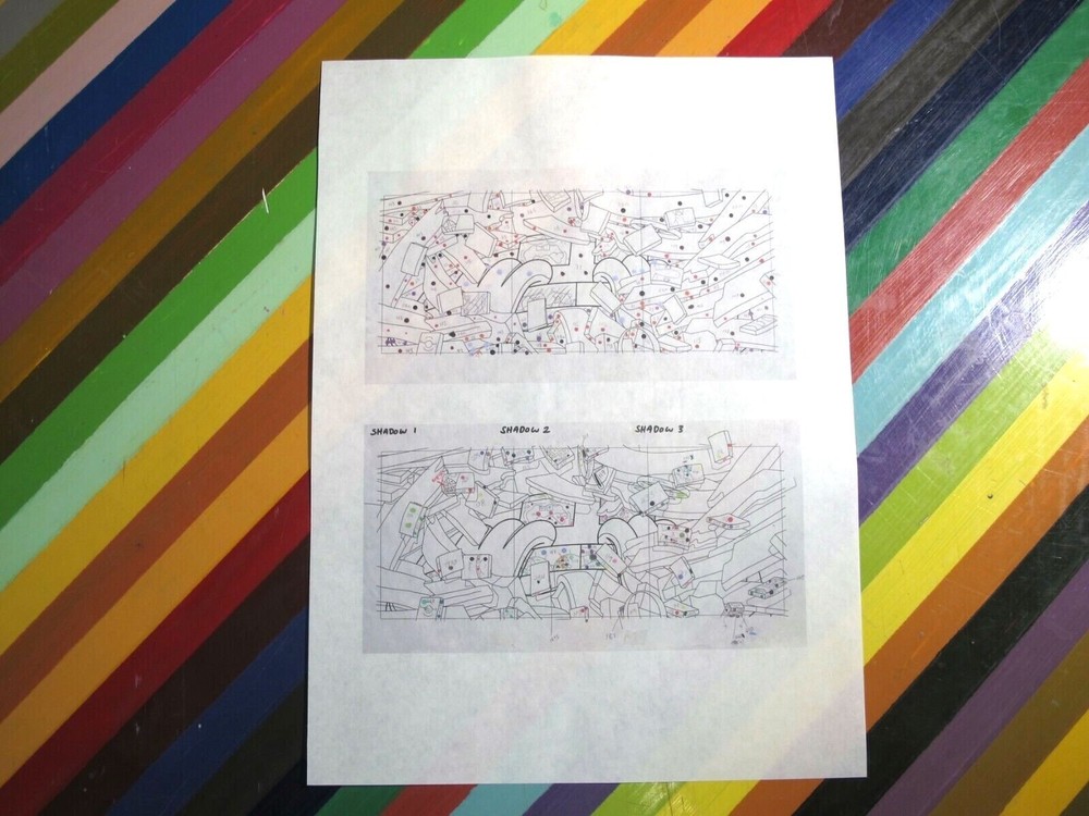 vtg graffiti art show print - working process transparency worksheet full layout