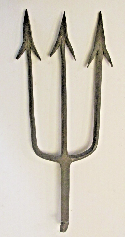 Vintage Arrow-Shaped Wrought Cast Iron Black Fork Western Rustic Decorative 11"
