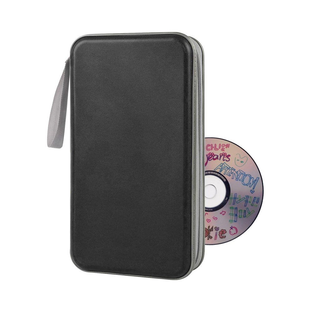 CD Case holder 80 Capacity CD/DVD Case Holders Wallet Hard Plastic, Black