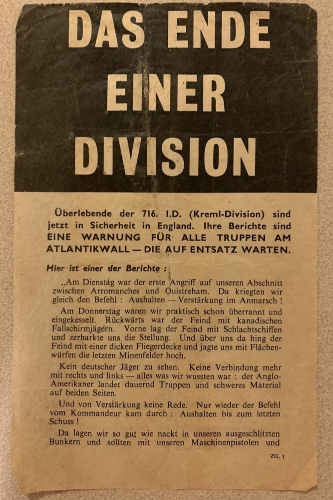 WW2 US Military Rare DDay German Drop Leaflet
