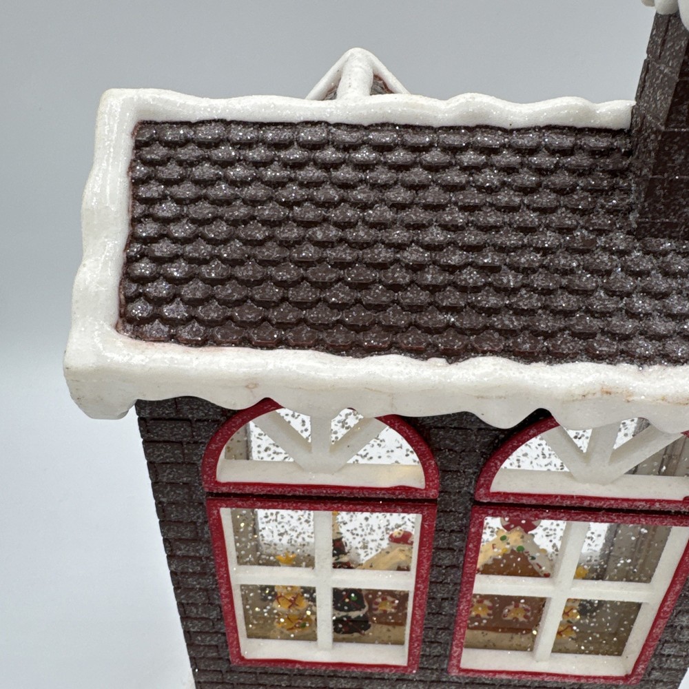 Raz Lighted Lantern Gingerbread House timer 10" Water Globe Christmas Glitter