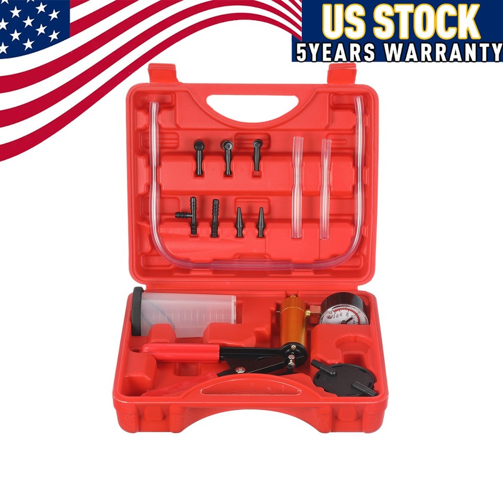 Hand vacuum pressure pump tester Brake Fluid Bleeder Bleeding Kit + Box