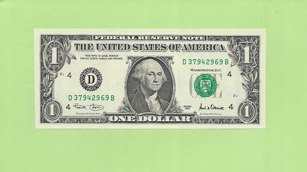 2001 ..UNCIRC $1  D 3794 2969 B  .... 2001 $1  D-B      NICE NOTE         FRN