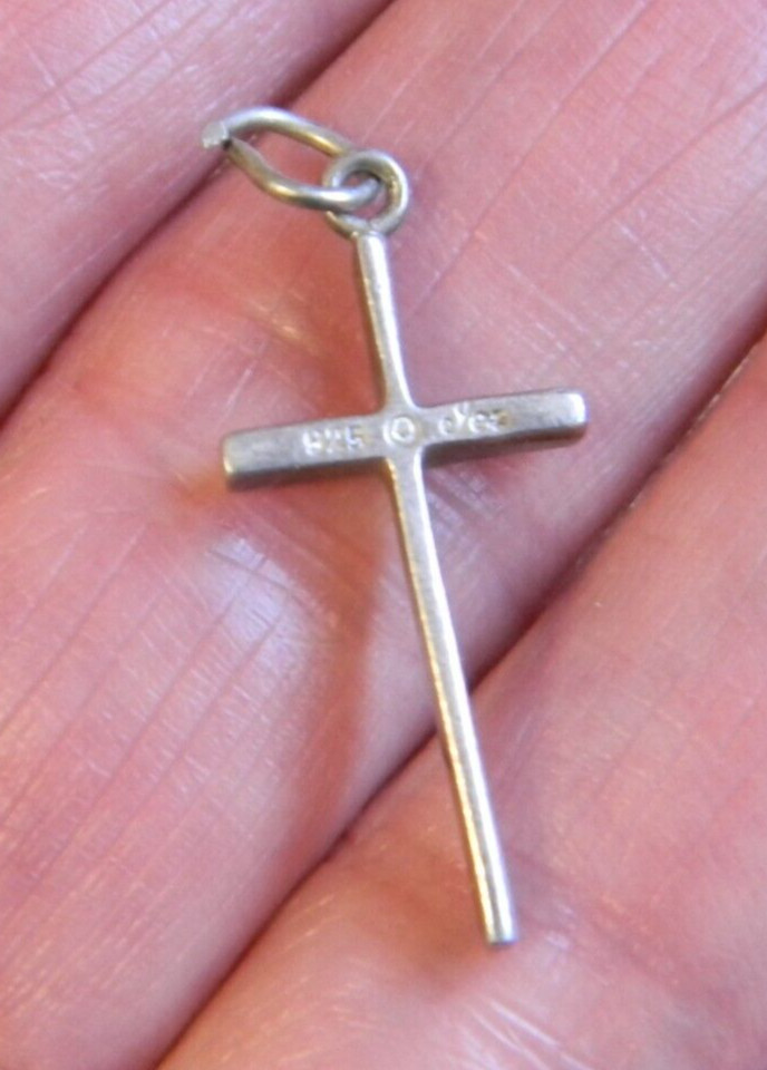 Sterling silver 925 religious cross plain squared pendant
