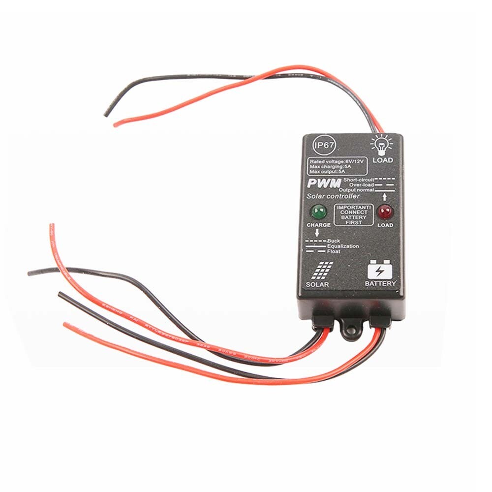 6V 12V 5A Mini Waterproof Solar Panel Controller for Lead Acid Battery