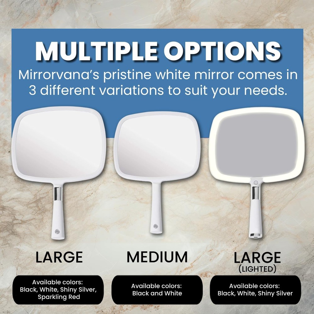 MIRRORVANA Hand Mirror with Ergonomic Handle - Hand Held Mirror for Make-up, ...