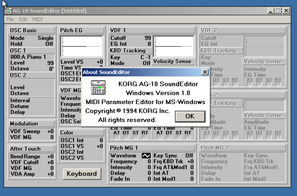 Korg AG-10 Audio Gallery Programmable AI Synthesizer SERVICED