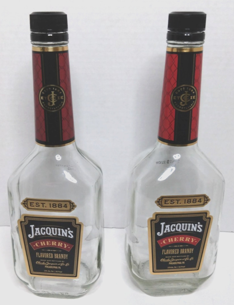Jacquins Cherry Brandy 2 Clear  Empty Glass Bottles