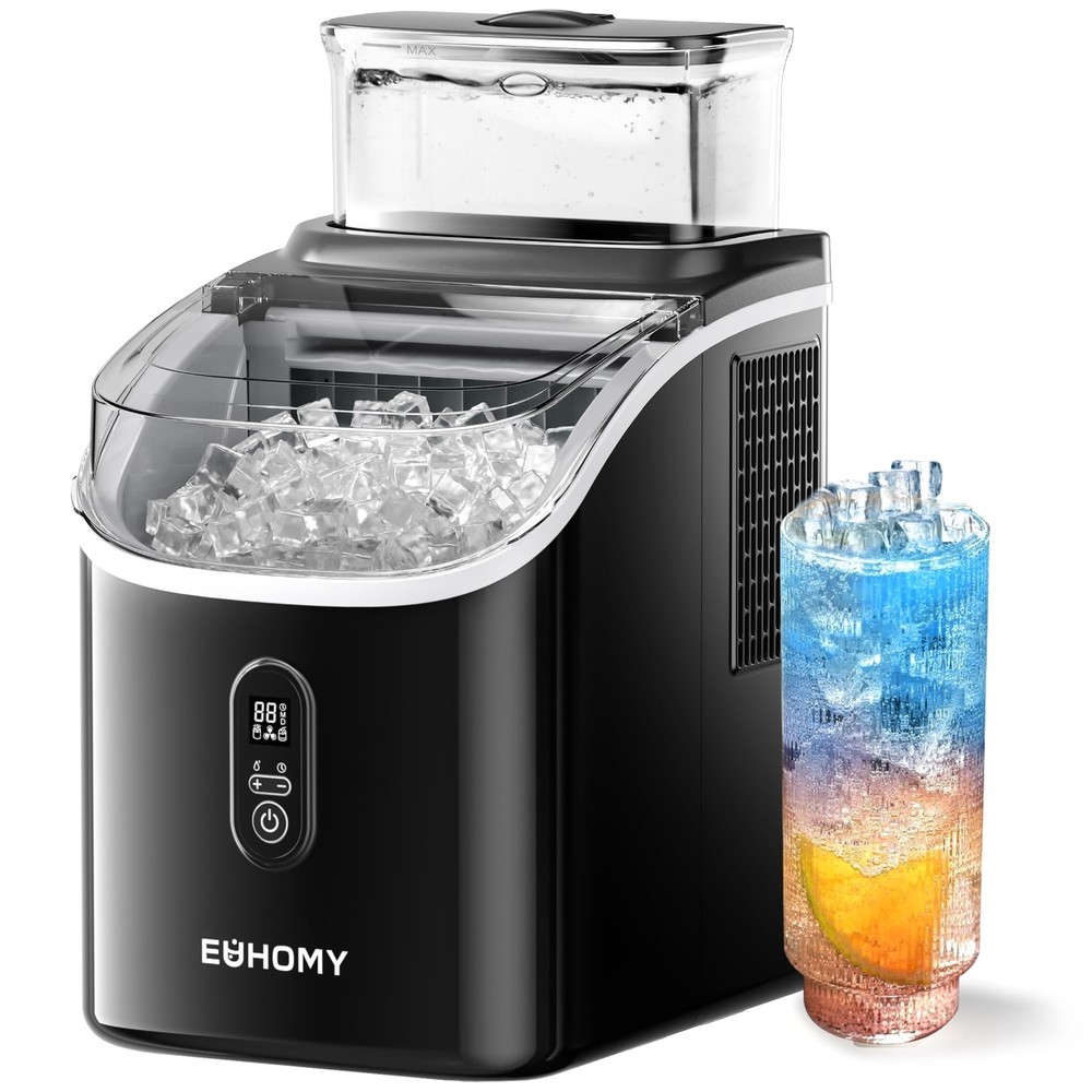 Ice Cube Maker Machine Countertop with External Water Tank, 2 Ways to Add Wat...