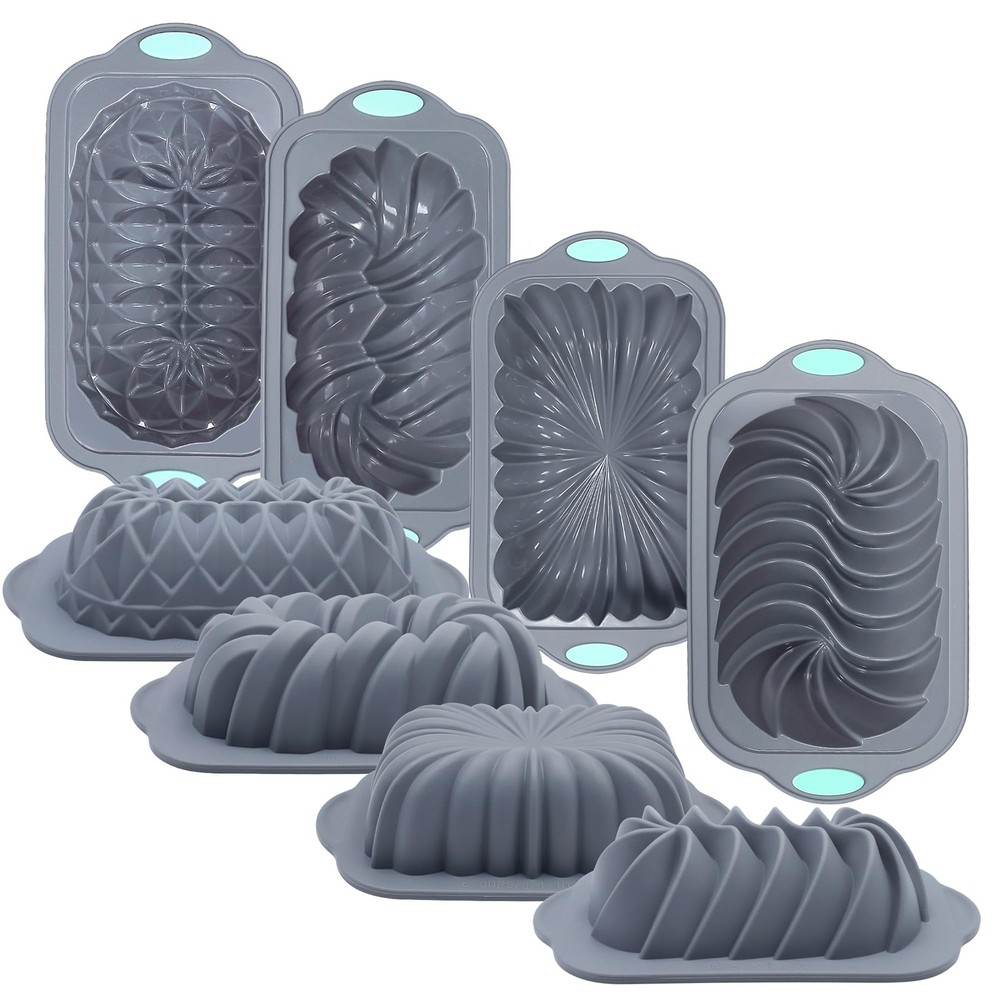 4 Pack Silicone Loaf Pan Nonstick Bread Baking Mold Kitchen Bakeware Set