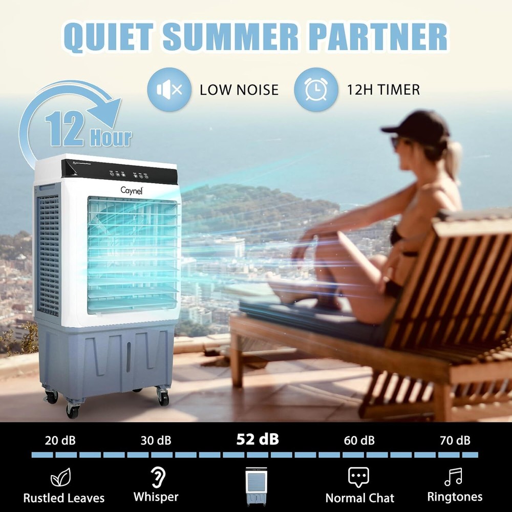 Evaporative Swamp Cooler w/ 5.3 Gallon Water Tank+Touch Screen+Remote Control