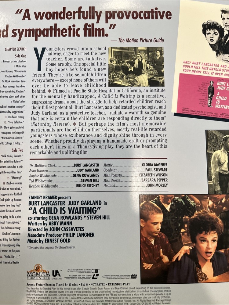A Child is Waiting (Laserdisc) (location 5)