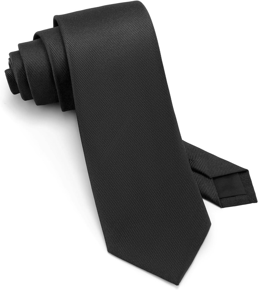 63'' XL Black Ties For Men Solid Color Extra Long Neckties 3.35"