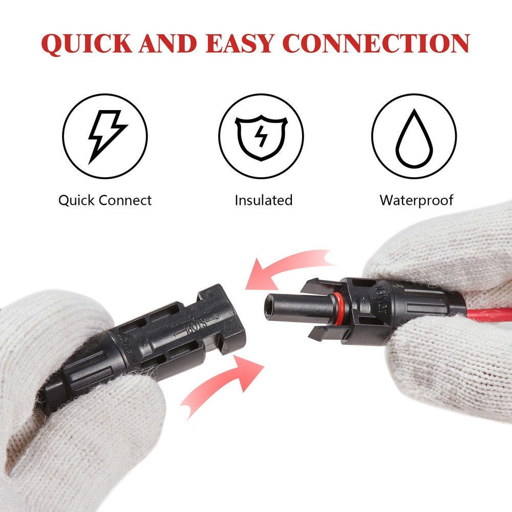 20FT 12 AWG Solar Panel Extension Cable PV Wire Solar Connector Flexible Wire