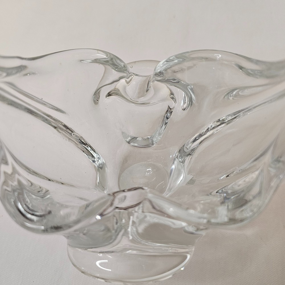 Clear Crystal Basket Split Handled Glass Vase Candy Holder