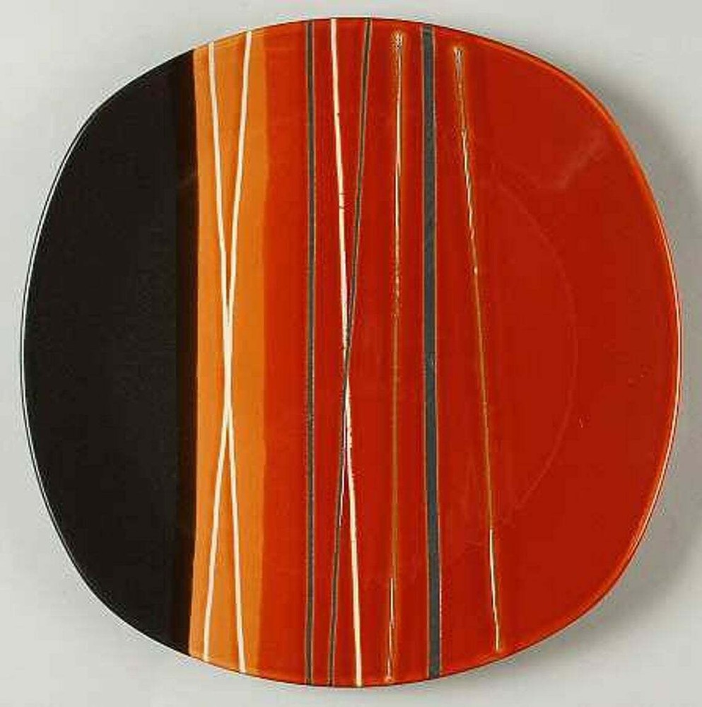 Better Homes & Gardens Large Dinnerware Plate, one set 4 pieces, Red Strip