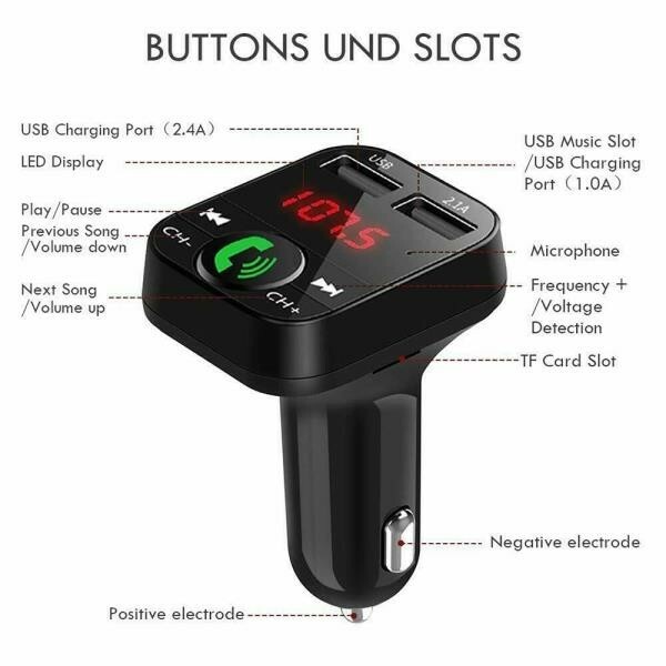 CarB2 Bluetooth Car FM Transmitter Wireless Adapter (Black)