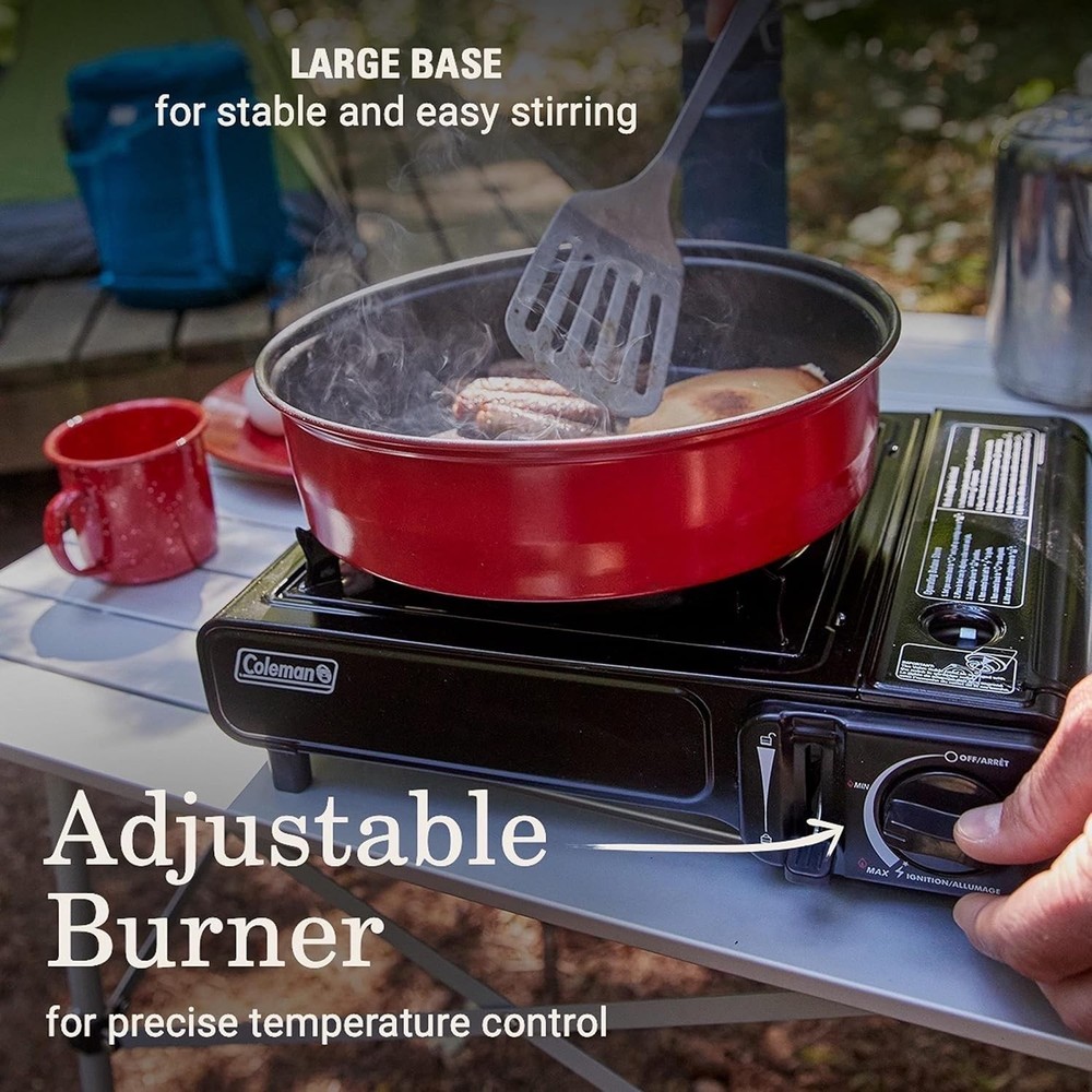Adjustable 1-Burner Butane Camping Stove: Quick Start & Wind Shield for Cooking