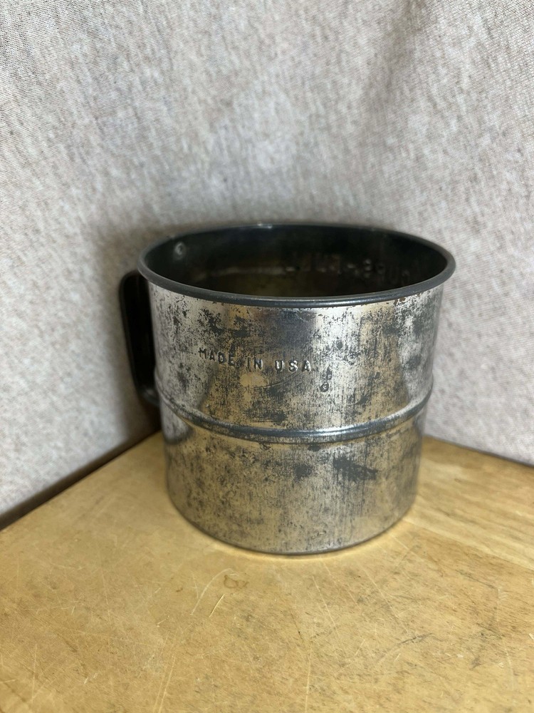 Vintage Two Cup Metal Hand Sifter